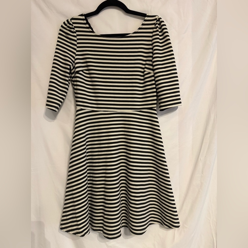 Pixley Black and White Striped Skater Dress